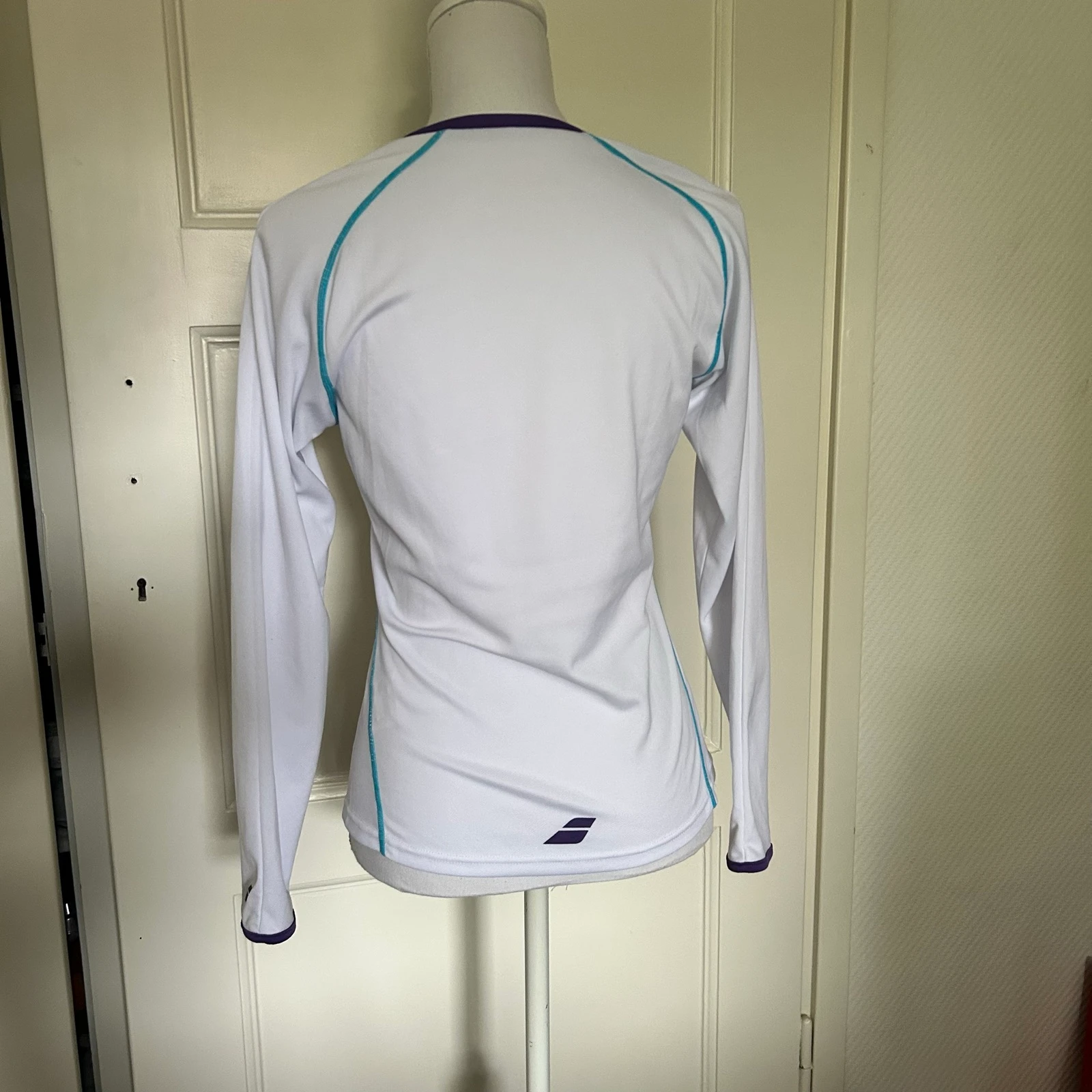 Babolat Sports Shirt / Tennis Shirt Long Sleeve – White / Purple / Blue – Size M – photo 6